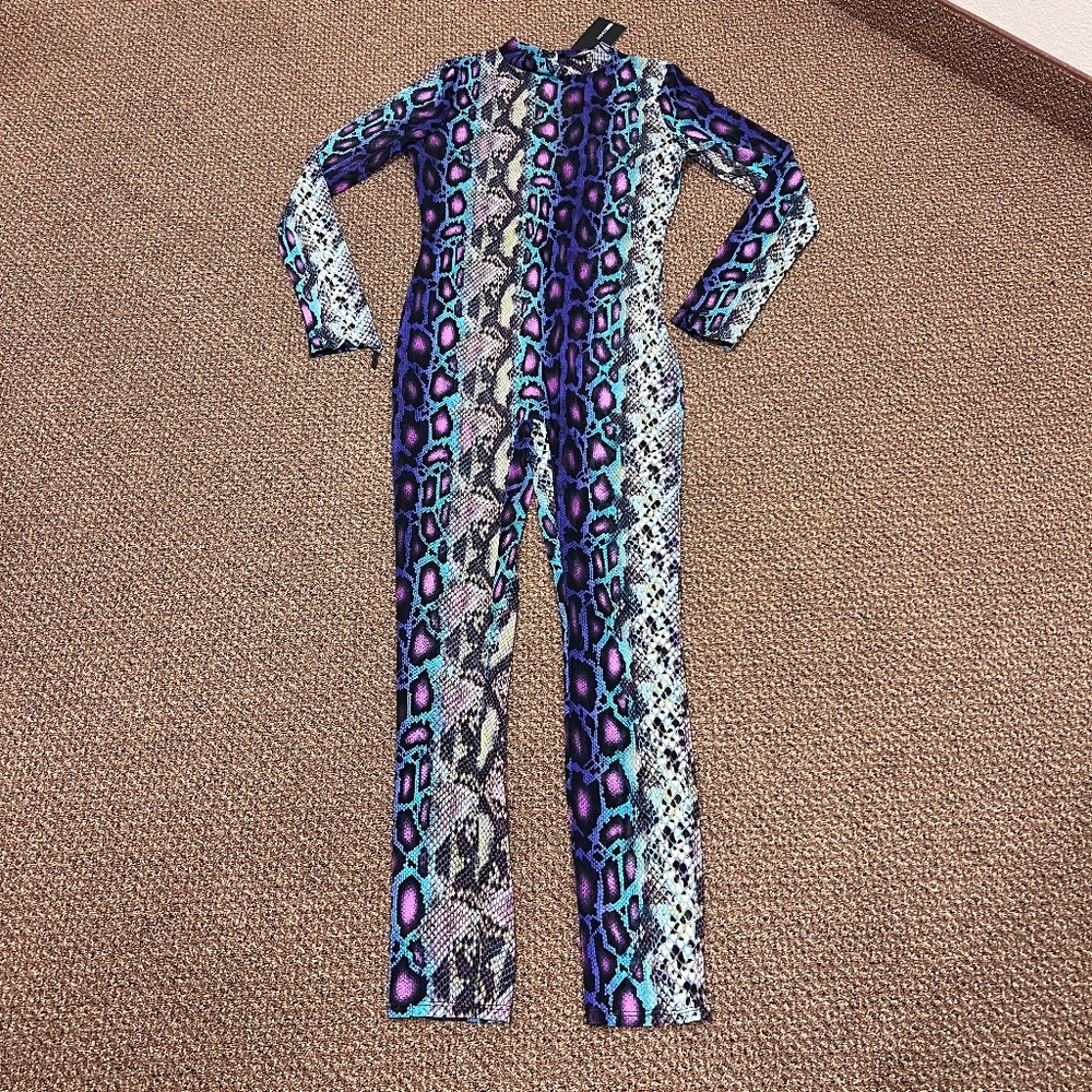 NWT Fashion Nova Mesh See Through Snakeskin Jumper - Size XL